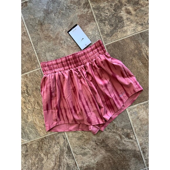 Nike One Dri-FIT High-Waisted Brief-Lined Printed Shorts Canyon Pink Size Small - Picture 4 of 12